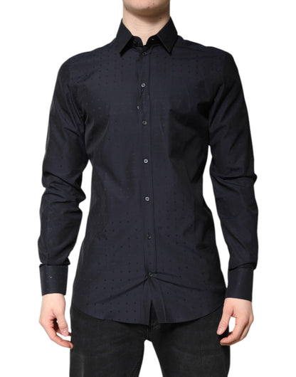 Dolce & Gabbana Schwarzes Baumwolle GOLD Herren Kleid Formales Hemd