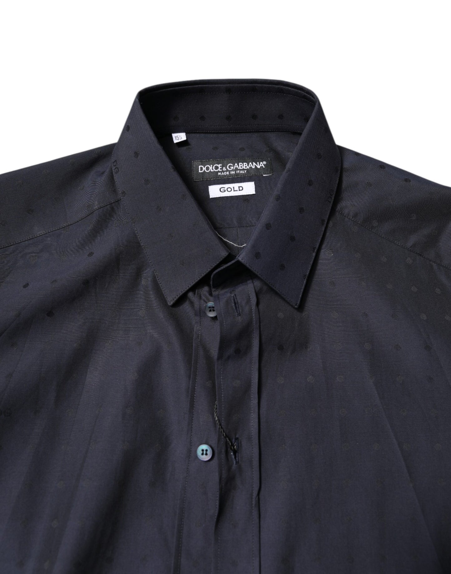 Dolce & Gabbana Schwarzes Baumwolle GOLD Herren Kleid Formales Hemd
