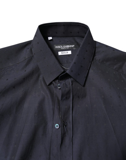Dolce & Gabbana Schwarzes Baumwolle GOLD Herren Kleid Formales Hemd