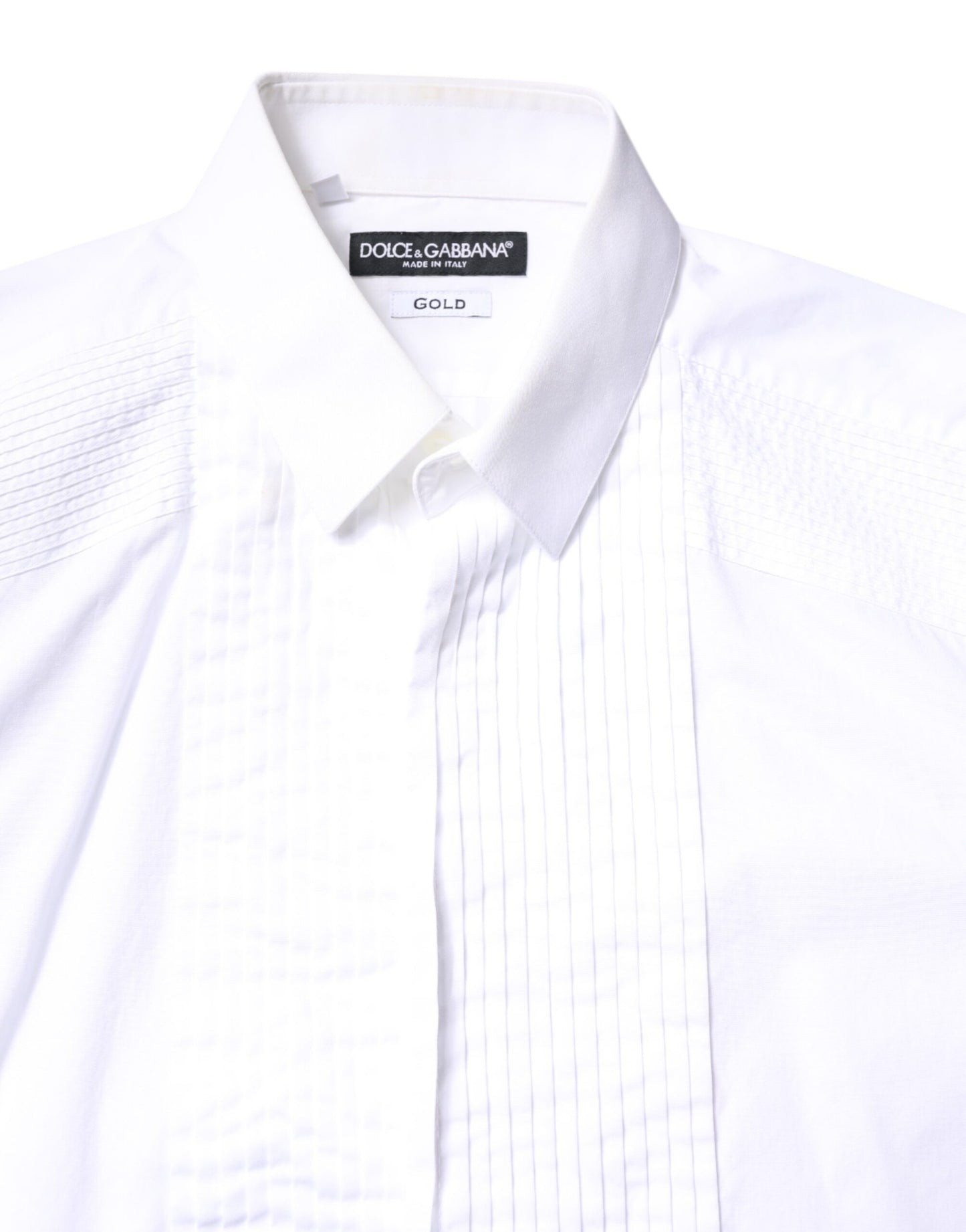 Dolce & Gabbana Weißes GOLD Baumwoll-Popeline-Lätzchen Herren-Hemd