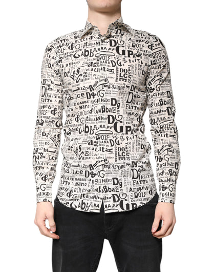 Dolce & Gabbana Weiß Schwarz Logo MARTINI Herren Freizeithemd