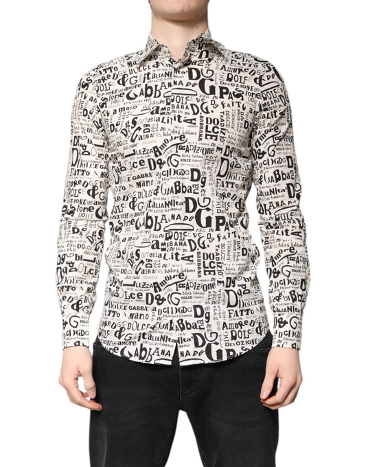 Dolce & Gabbana Weiß Schwarz Logo MARTINI Herren Freizeithemd