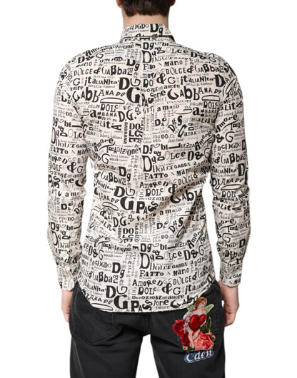 Dolce & Gabbana Weiß Schwarz Logo MARTINI Herren Freizeithemd
