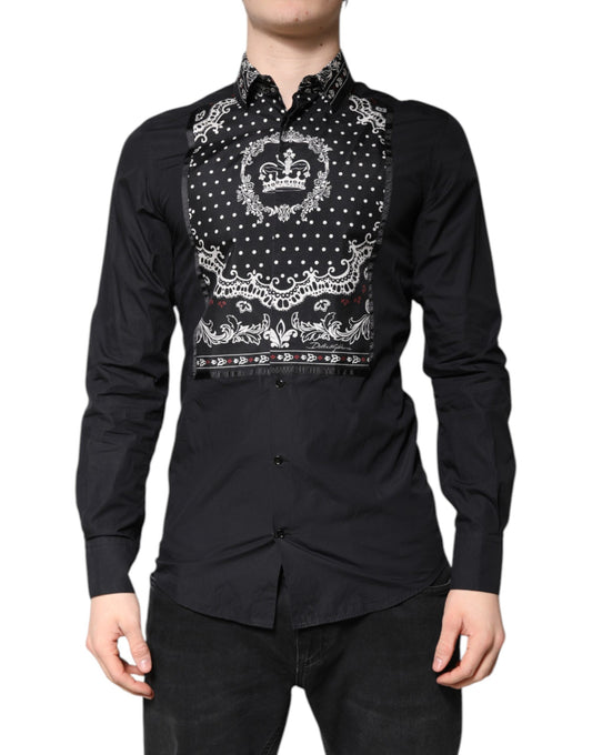 Dolce & Gabbana Schwarz Weißes Bandana GOLD Formelles Hemd