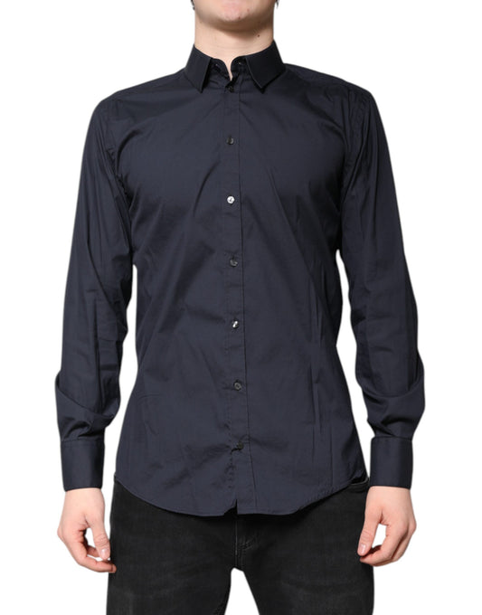 Dolce & Gabbana Dunkelblaues MARTINI Formales Hemd aus Baumwolle