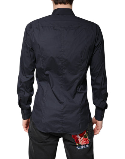 Dolce & Gabbana Dunkelblaues MARTINI Formales Hemd aus Baumwolle