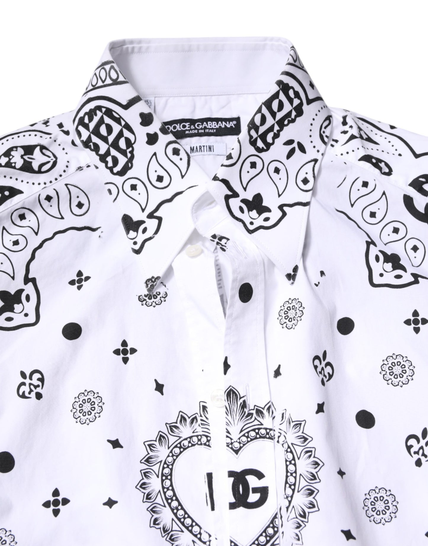 Dolce & Gabbana Weißes schwarzes Bandana MARTINI Herrenhemd