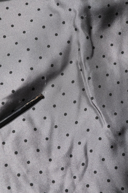 Dolce & Gabbana Graues gepunktetes Seidenhemd mit langen Ärmeln