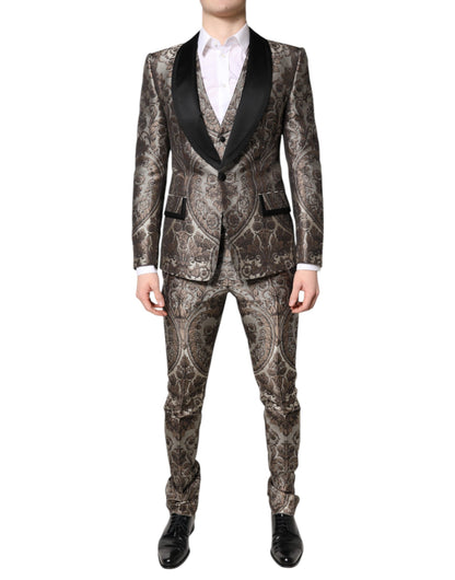 Dolce & Gabbana Multicolor Jacquard einreihiger 3 teiliger Anzug