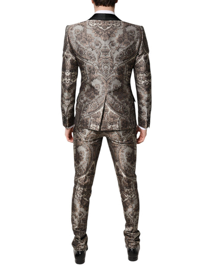 Dolce & Gabbana Multicolor Jacquard einreihiger 3 teiliger Anzug
