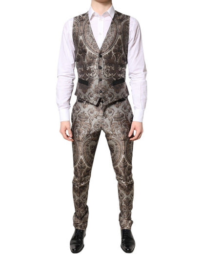 Dolce & Gabbana Multicolor Jacquard einreihiger 3 teiliger Anzug