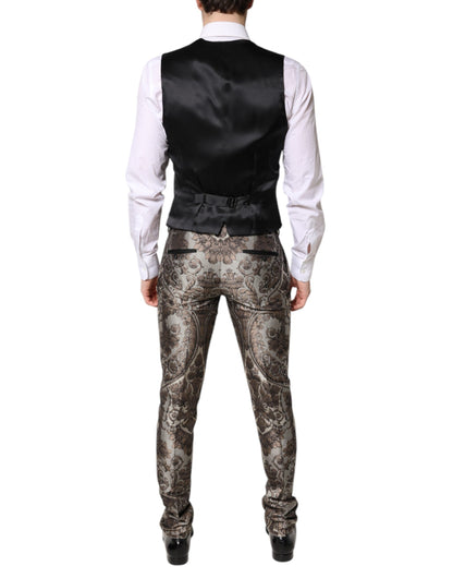 Dolce & Gabbana Multicolor Jacquard einreihiger 3 teiliger Anzug