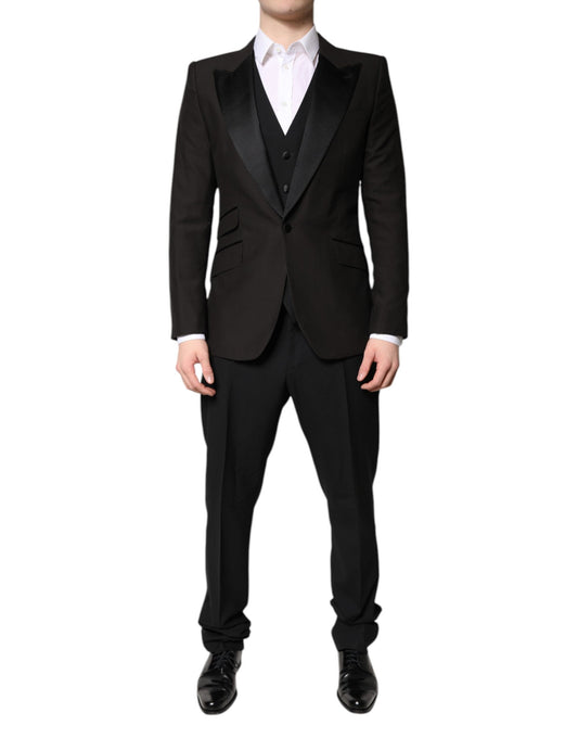 Dolce & Gabbana Schwarzer einreihiger formeller 3-teiliger Anzug