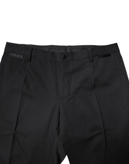 Dolce & Gabbana Schwarzer einreihiger 2-teiliger Anzug aus Wolle