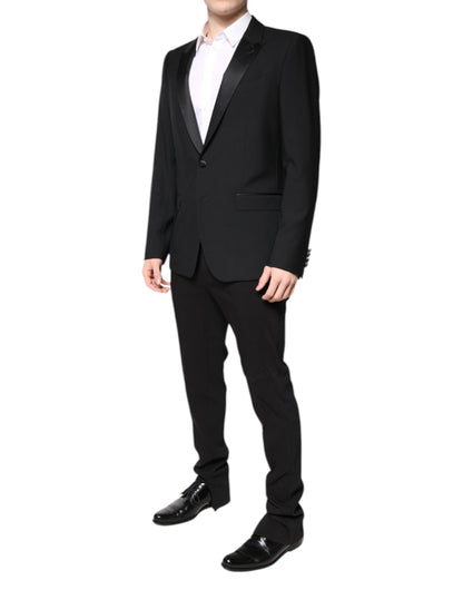 Dolce & Gabbana Schwarzer einreihiger 2-teiliger Anzug aus Wolle