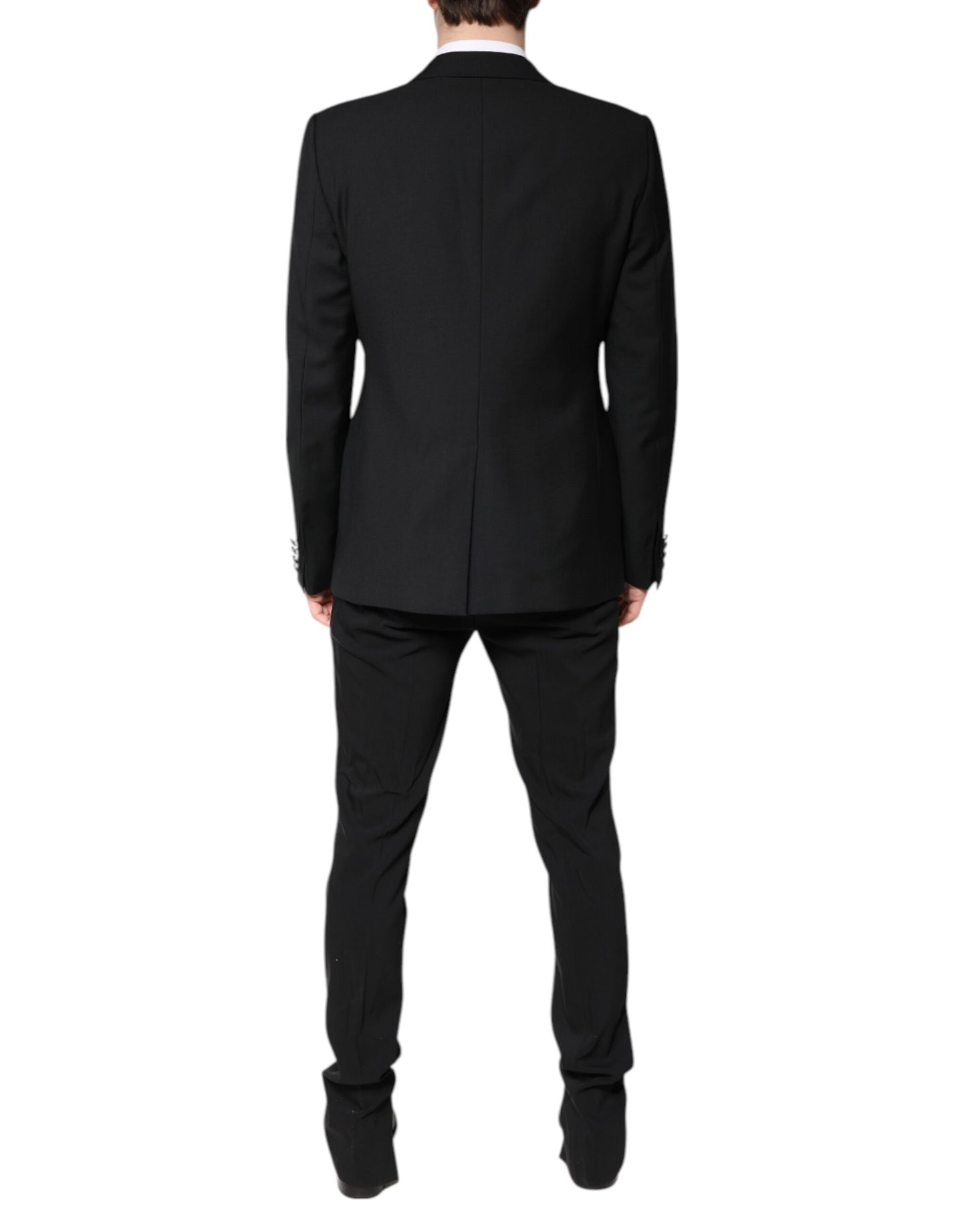 Dolce & Gabbana Schwarzer einreihiger 2-teiliger Anzug aus Wolle
