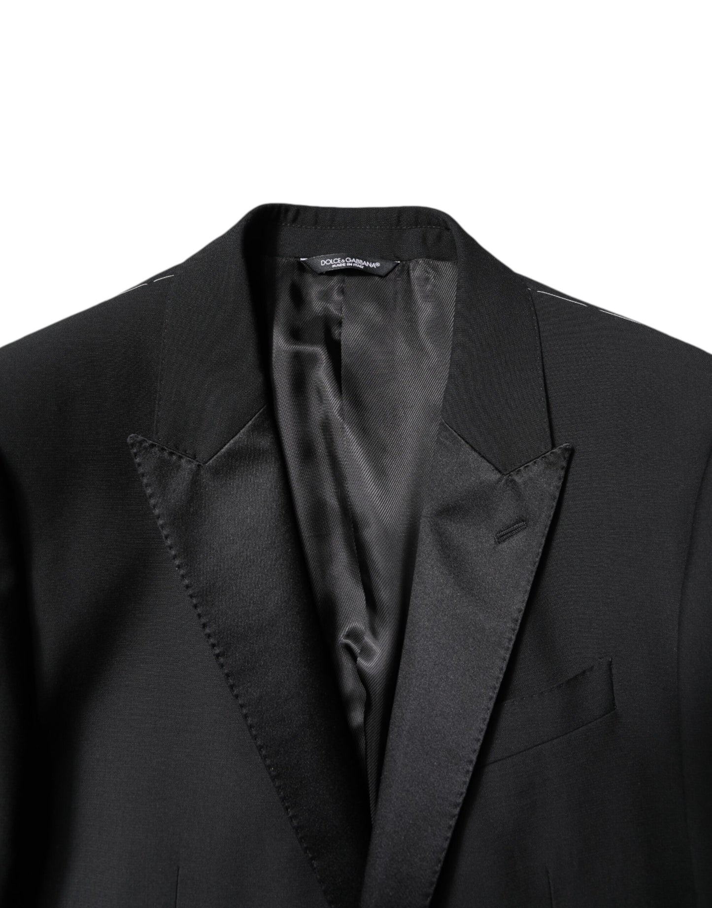 Dolce & Gabbana Schwarzer einreihiger 2-teiliger Anzug aus Wolle