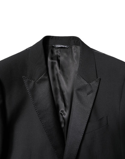 Dolce & Gabbana Schwarzer einreihiger 2-teiliger Anzug aus Wolle