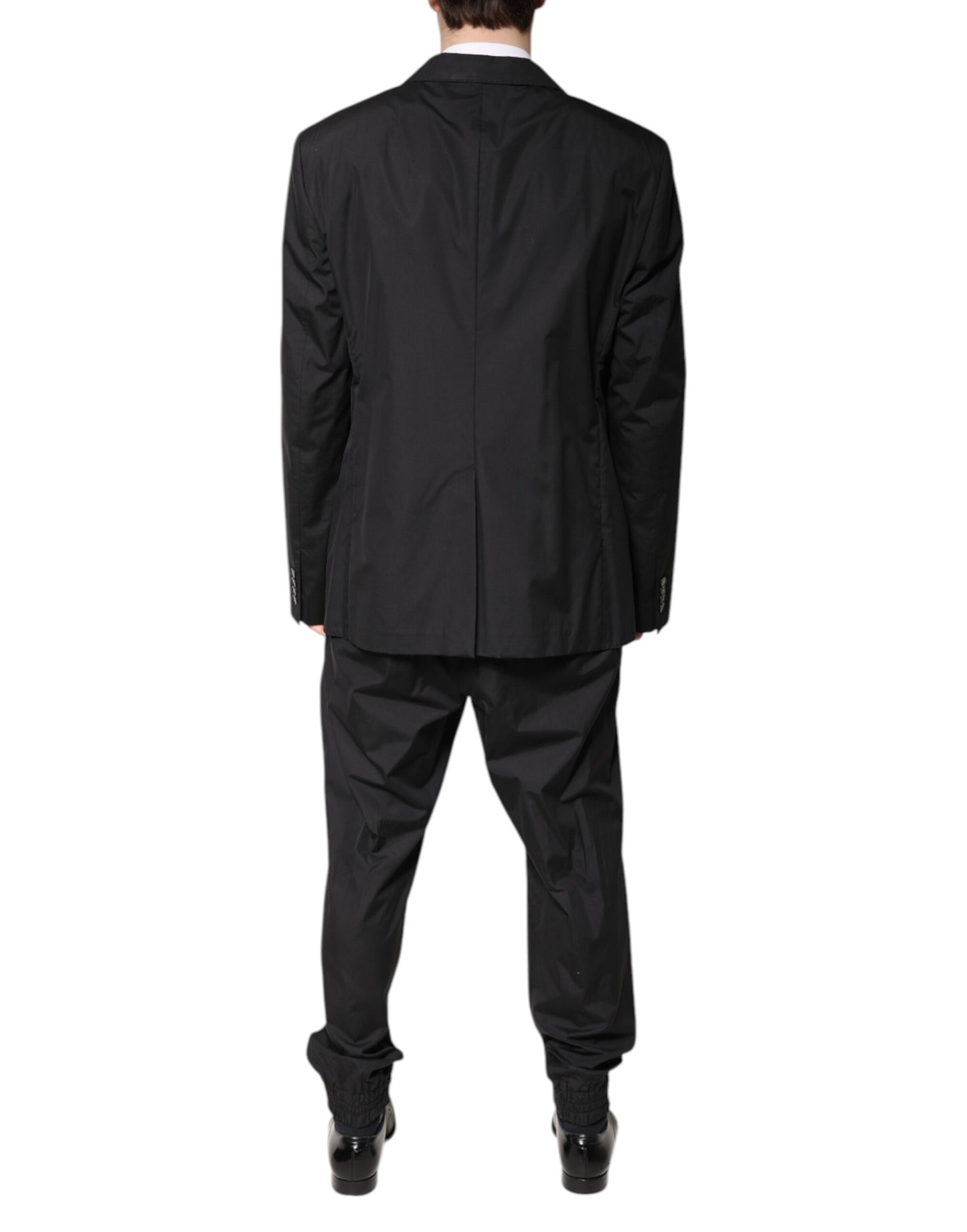 Dolce & Gabbana Schwarzer einreihiger 2-teiliger Anzug aus Baumwolle