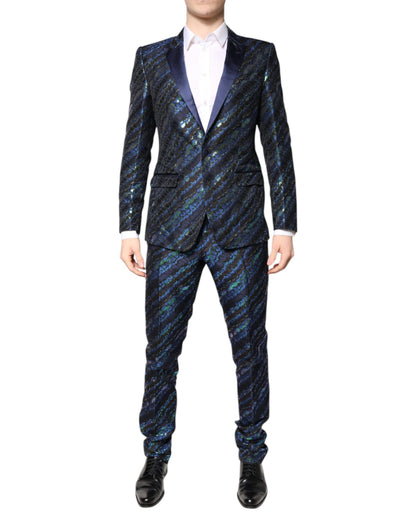Dolce & Gabbana Multicolor Polyester Jacquard 2 Stück Anzug
