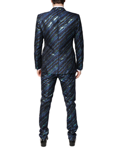 Dolce & Gabbana Multicolor Polyester Jacquard 2 Stück Anzug