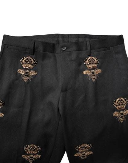 Dolce & Gabbana Schwarzer Bienen-Kronen-Stickerei 2 Stück Anzug