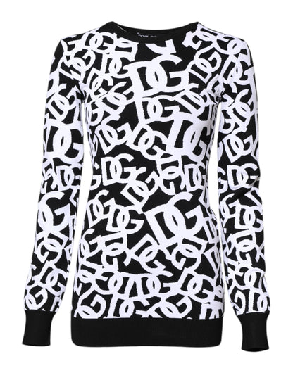 Dolce & Gabbana Schwarzer weißer Logodruck Frauen Pullover Pullover