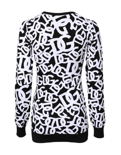 Dolce & Gabbana Schwarzer weißer Logodruck Frauen Pullover Pullover