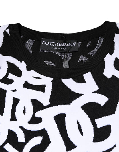 Dolce & Gabbana Schwarzer weißer Logodruck Frauen Pullover Pullover