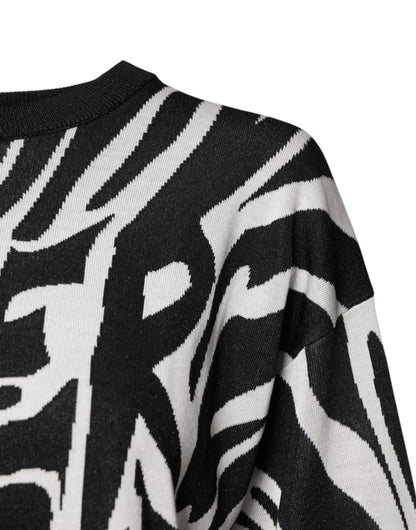 Dolce & Gabbana Schwarzer weißer Druck Frauen Pullover Sweater