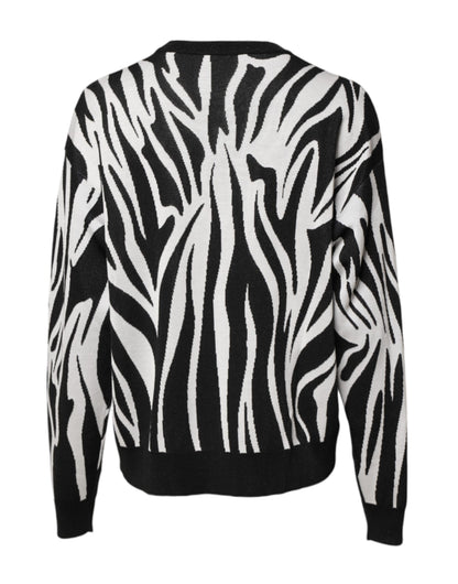Dolce & Gabbana Schwarzer weißer Druck Frauen Pullover Sweater
