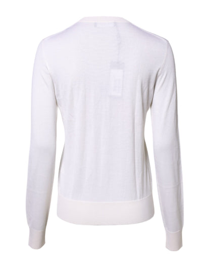 Dolce & Gabbana Weißes Kaschmir-Rundhals-Top Strickjacke Pullover