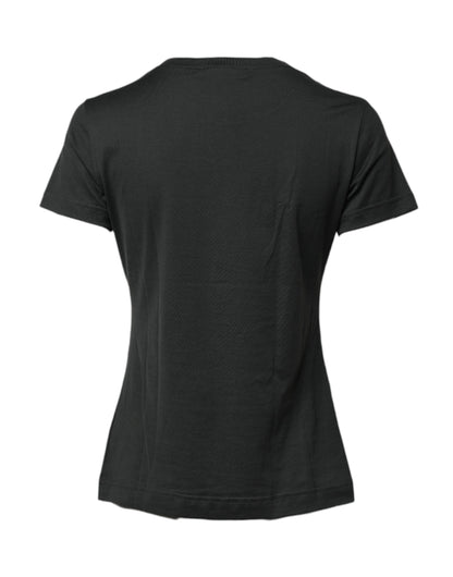 Dolce & Gabbana Schwarzes Baumwoll-T-Shirt mit Rundhalsausschnitt und kurzen Ärmeln