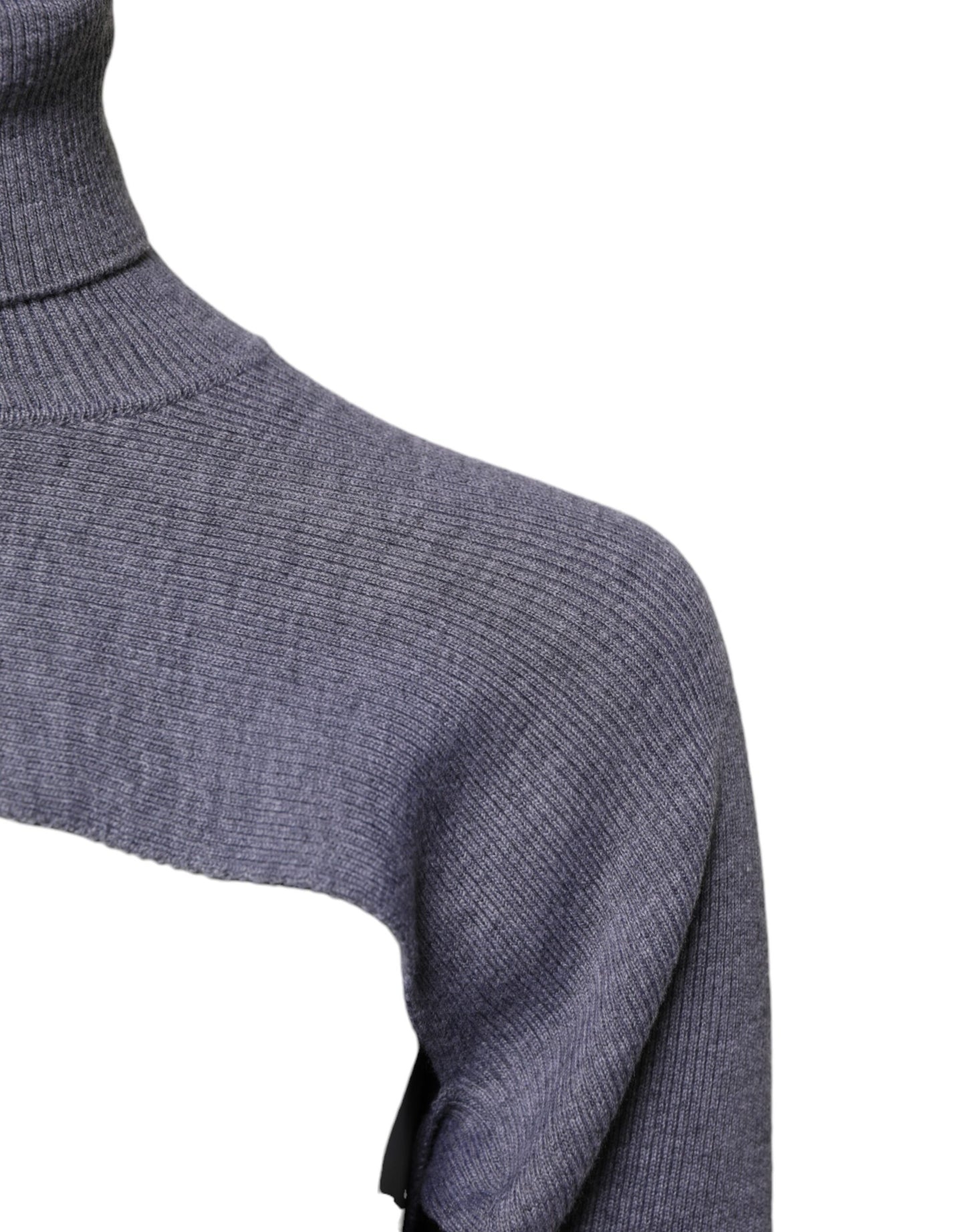 Dolce & Gabbana Grauer Wollstrick-Rollkragenpullover mit Rundhalsausschnitt