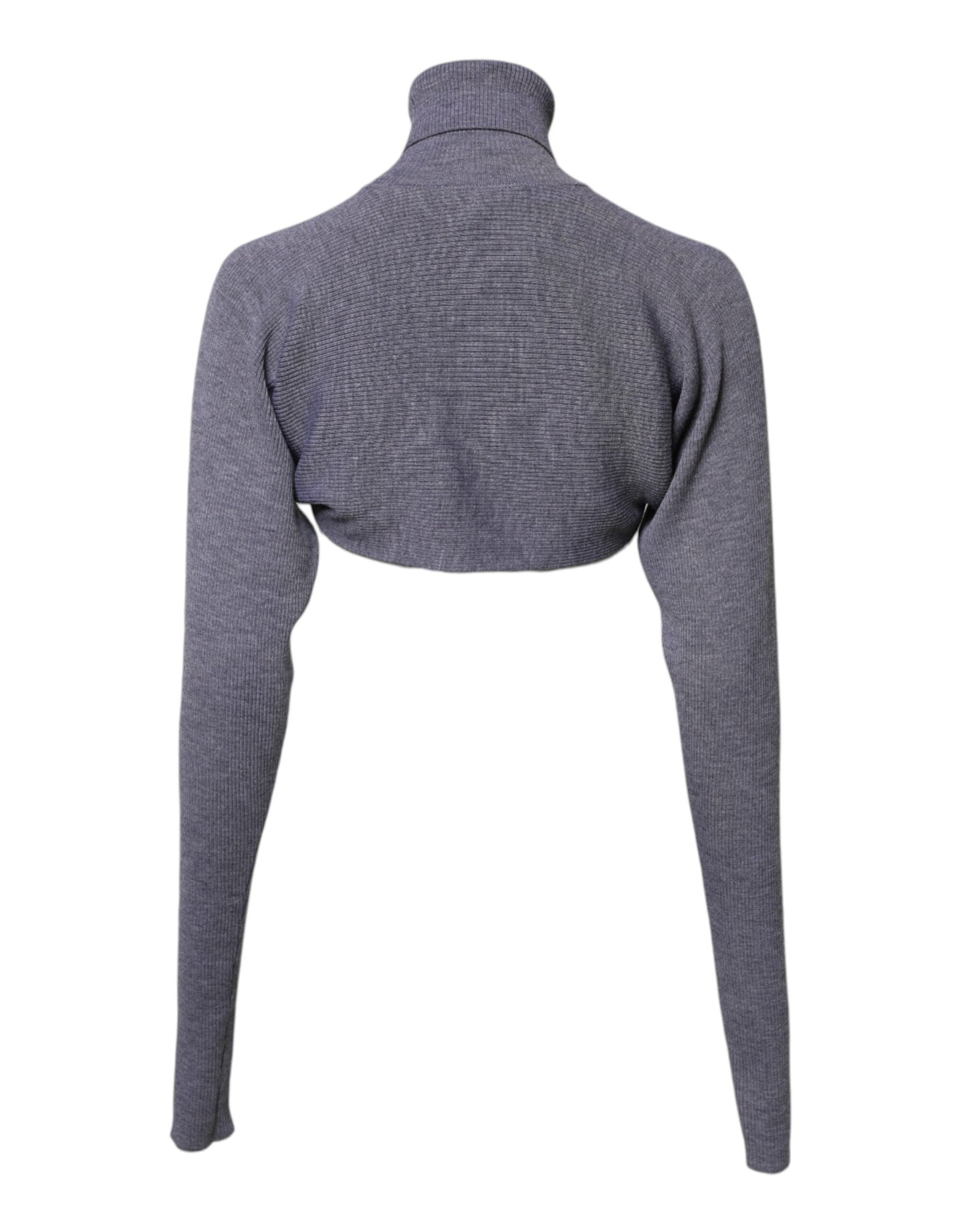 Dolce & Gabbana Grauer Wollstrick-Rollkragenpullover mit Rundhalsausschnitt