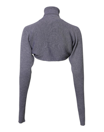 Dolce & Gabbana Grauer Wollstrick-Rollkragenpullover mit Rundhalsausschnitt