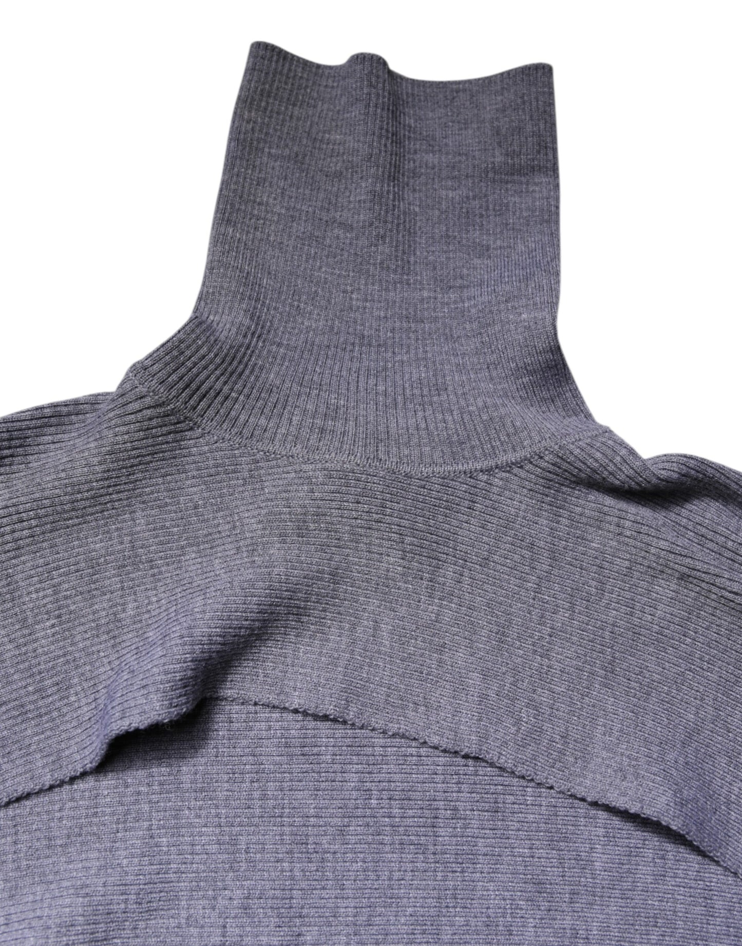 Dolce & Gabbana Grauer Wollstrick-Rollkragenpullover mit Rundhalsausschnitt