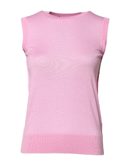 Dolce & Gabbana Rosa Kaschmir Rundhalsausschnitt Ärmelloses Tank-Top
