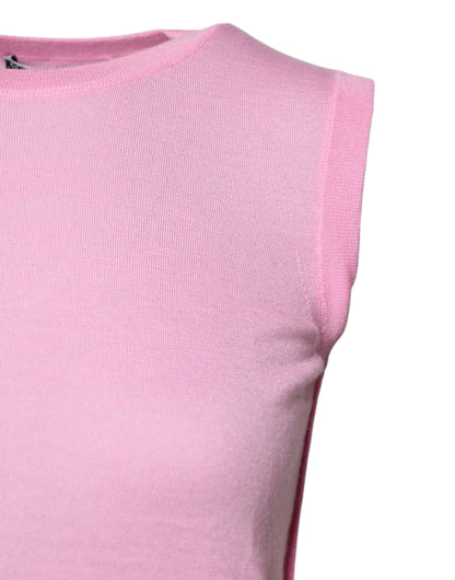 Dolce & Gabbana Rosa Kaschmir Rundhalsausschnitt Ärmelloses Tank-Top