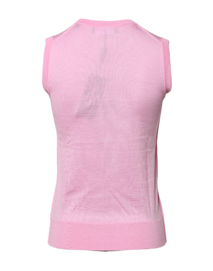 Dolce & Gabbana Rosa Kaschmir Rundhalsausschnitt Ärmelloses Tank-Top