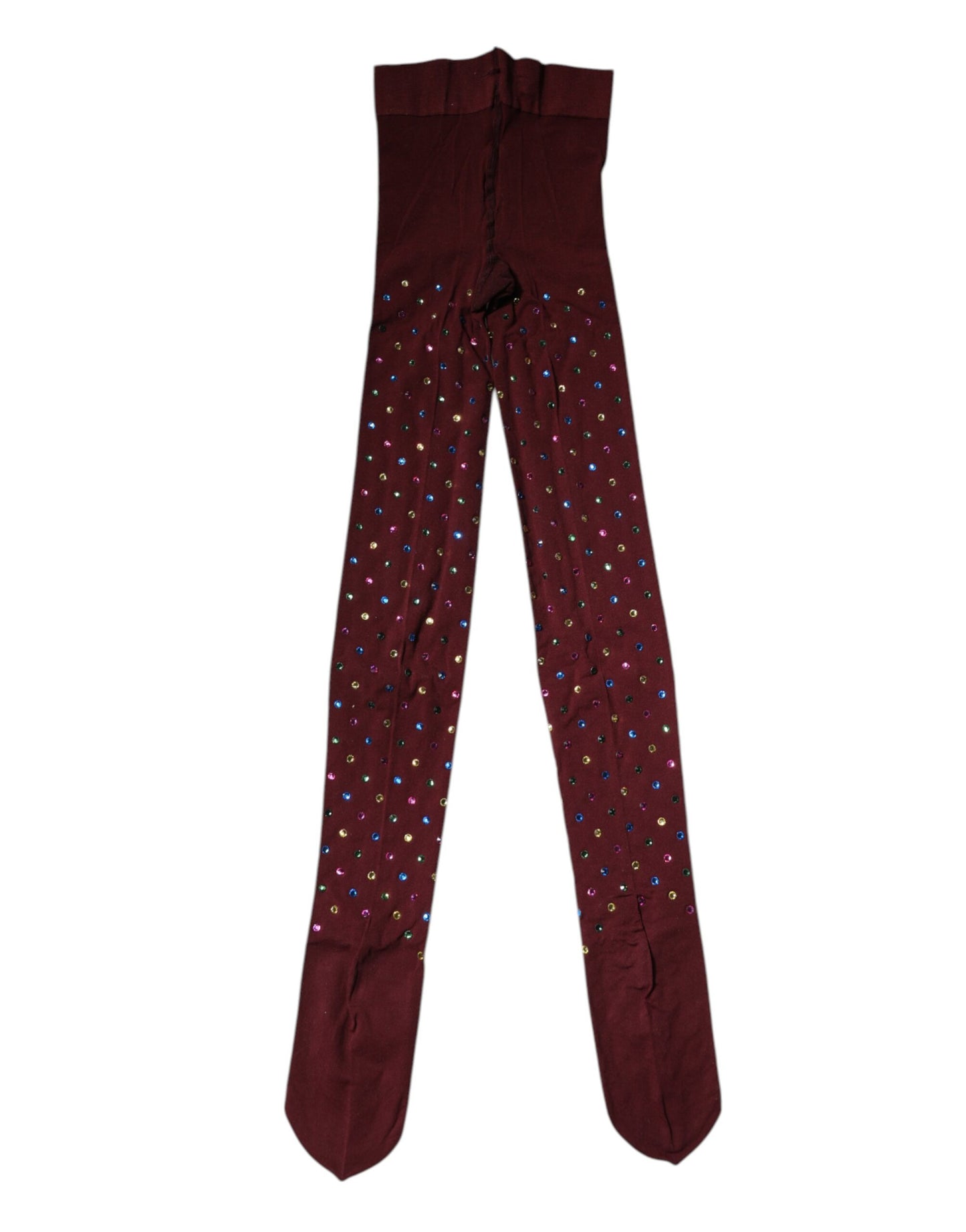 Dolce & Gabbana Kastanienbraune Nylon Strumpfhose mit Kristallverzierung