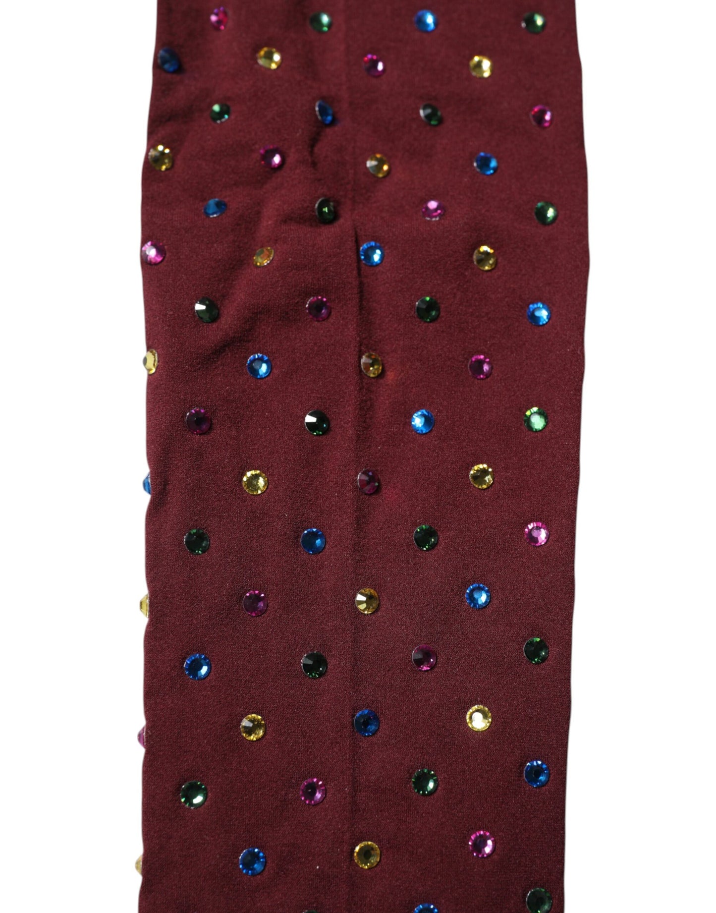 Dolce & Gabbana Kastanienbraune Nylon Strumpfhose mit Kristallverzierung