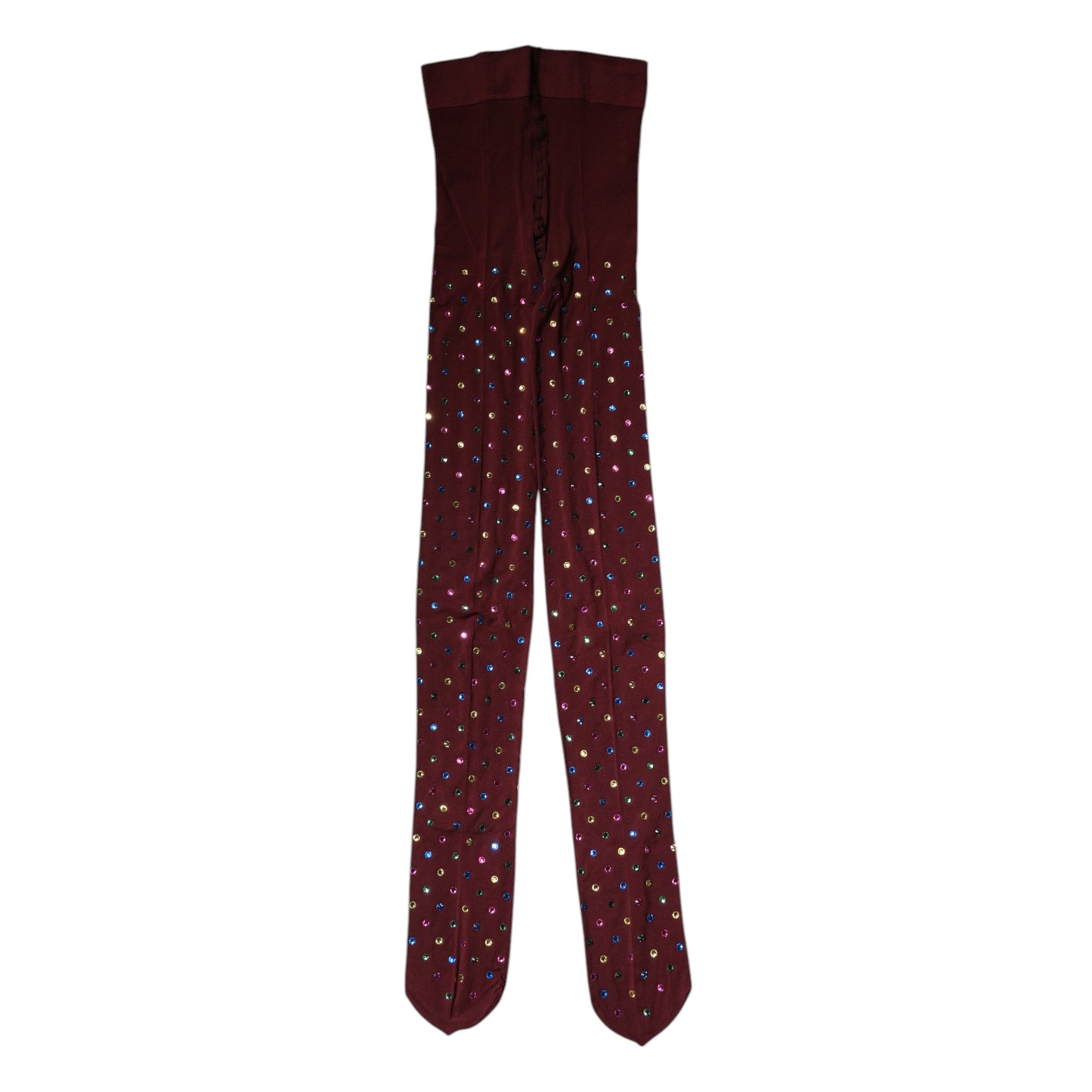 Dolce & Gabbana Kastanienbraune Nylon Strumpfhose mit Kristallverzierung