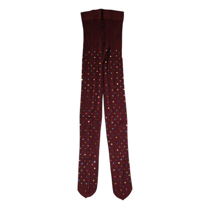 Dolce & Gabbana Kastanienbraune Nylon Strumpfhose mit Kristallverzierung