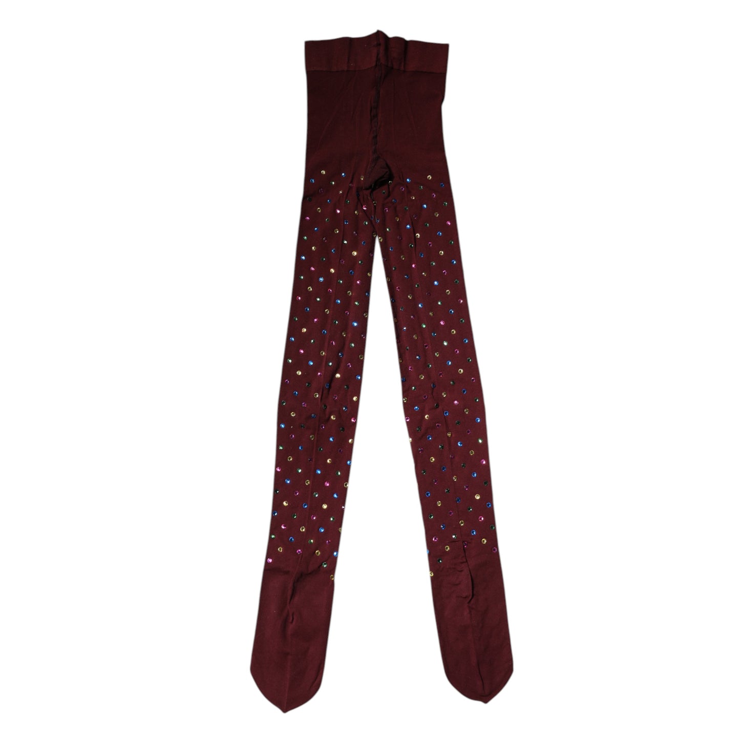 Dolce & Gabbana Kastanienbraune Nylon Strumpfhose mit Kristallverzierung