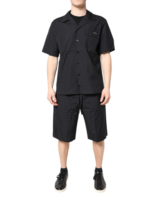 Dolce & Gabbana Schwarzer Baumwoll-Pyjama für Männer Schlafanzug