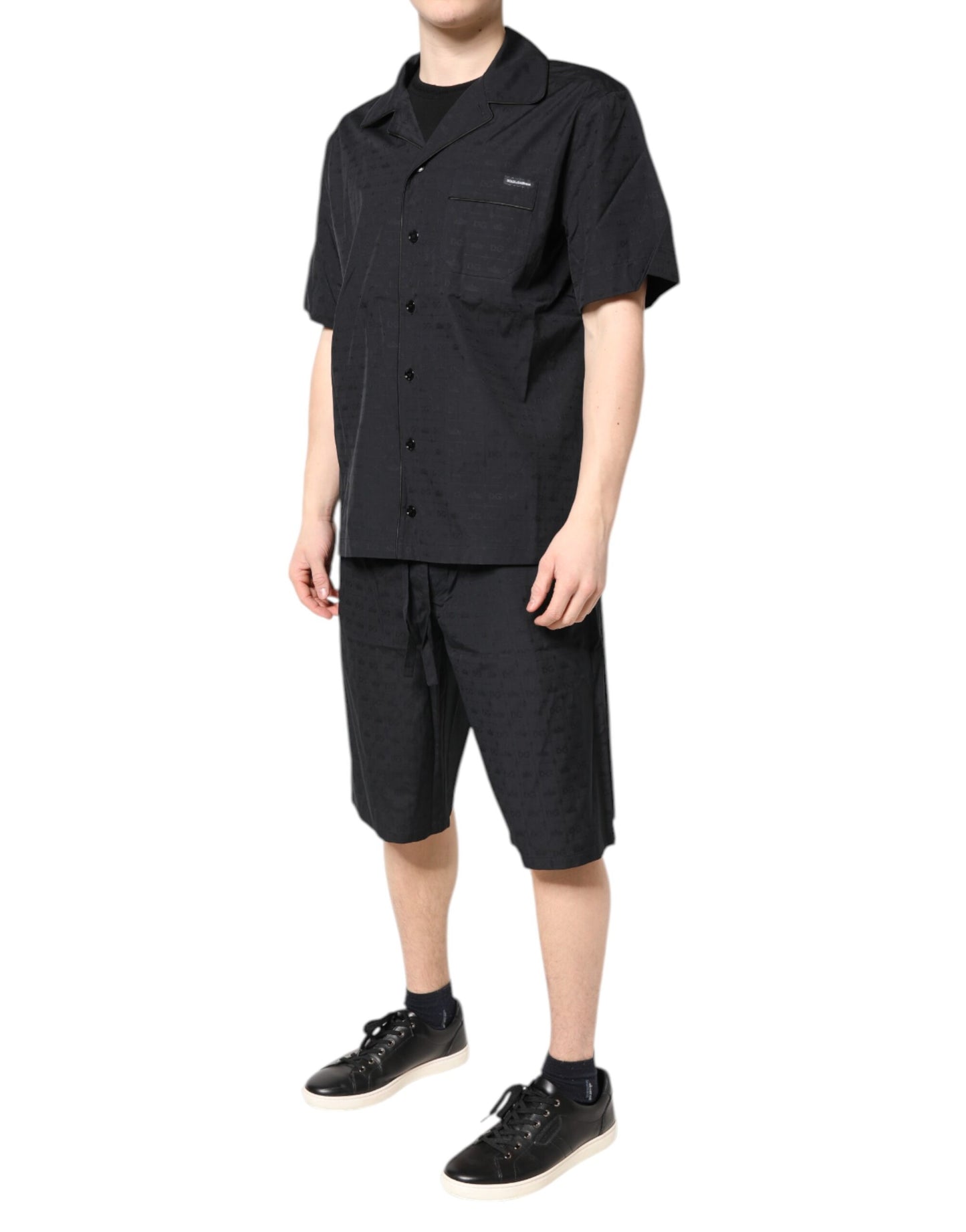 Dolce & Gabbana Schwarzer Baumwoll-Pyjama für Männer Schlafanzug