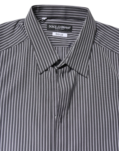 Dolce & Gabbana Schwarz-weiß gestreiftes GOLD Hemd