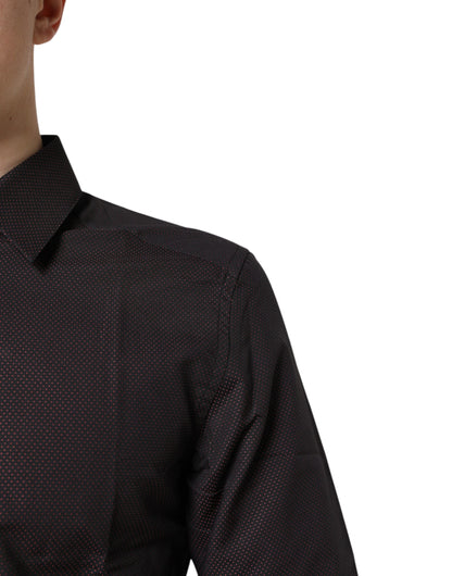 Dolce & Gabbana Kastanienbraunes Jacquard-Baumwollhemd GOLD für Herren