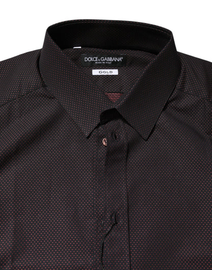 Dolce & Gabbana Kastanienbraunes Jacquard-Baumwollhemd GOLD für Herren